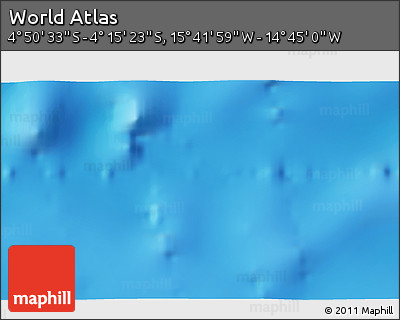 Physical 3D Map of the Area around 4° 32' 58" S, 15° 13' 29" W