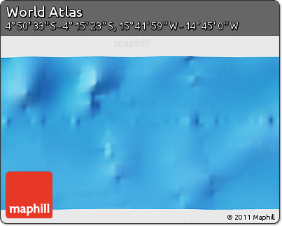 Physical 3D Map of the Area around 4° 32' 58" S, 15° 13' 29" W