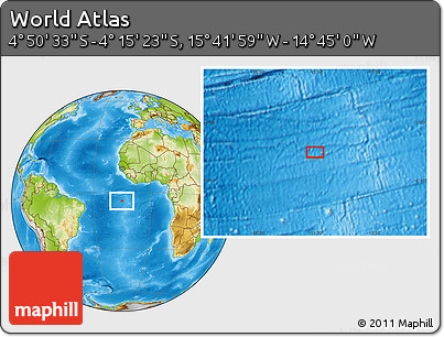 Physical Location Map of the Area around 4° 32' 58" S, 15° 13' 29" W