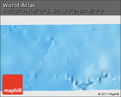 Physical 3D Map of the Area around 4° 32' 58" S, 163° 16' 30" E