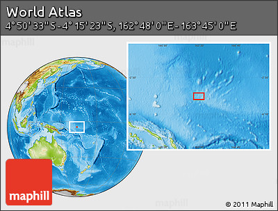 Physical Location Map of the Area around 4° 32' 58" S, 163° 16' 30" E
