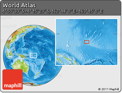 Physical Location Map of the Area around 4° 32' 58" S, 163° 16' 30" E