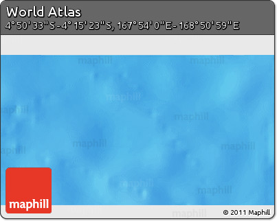 Physical 3D Map of the Area around 4° 32' 58" S, 168° 22' 30" E