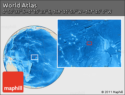 Shaded Relief Location Map of the Area around 4° 32' 58" S, 168° 13' 29" W
