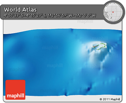 Physical 3D Map of the Area around 4° 32' 58" S, 172° 28' 29" W