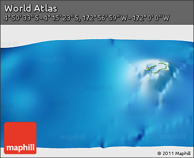 Physical 3D Map of the Area around 4° 32' 58" S, 172° 28' 29" W