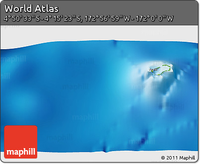 Physical 3D Map of the Area around 4° 32' 58" S, 172° 28' 29" W