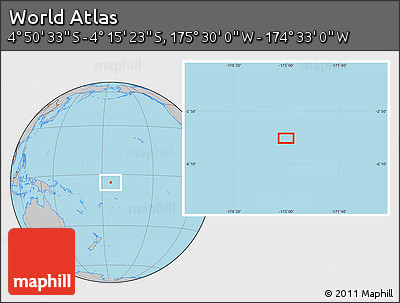 Gray Location Map of the Area around 4° 32' 58" S, 175° 1' 30" W