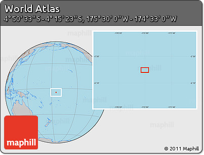 Gray Location Map of the Area around 4° 32' 58" S, 175° 1' 30" W