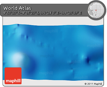 Physical 3D Map of the Area around 4° 32' 58" S, 176° 52' 30" E