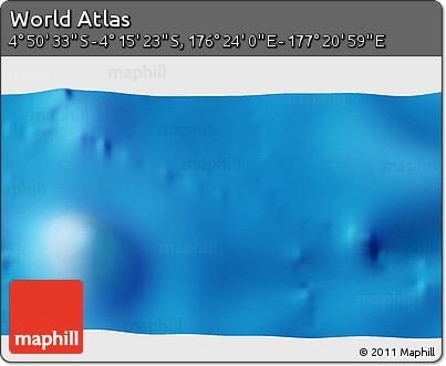 Physical 3D Map of the Area around 4° 32' 58" S, 176° 52' 30" E