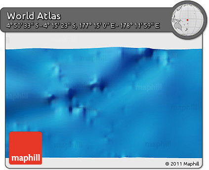 Physical 3D Map of the Area around 4° 32' 58" S, 177° 43' 29" E