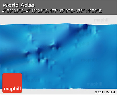 Physical 3D Map of the Area around 4° 32' 58" S, 177° 43' 29" E