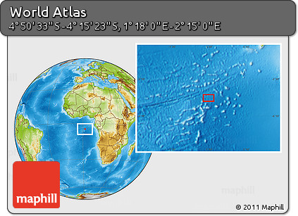 Physical Location Map of the Area around 4° 32' 58" S, 1° 46' 29" E