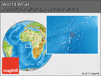 Physical Location Map of the Area around 4° 32' 58" S, 1° 46' 29" E