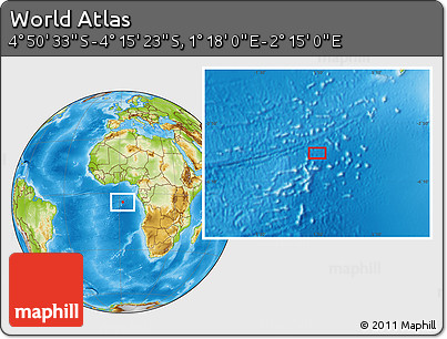 Physical Location Map of the Area around 4° 32' 58" S, 1° 46' 29" E