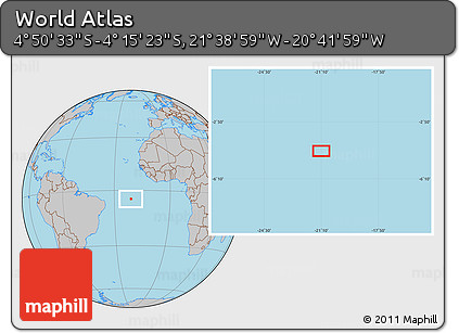 Gray Location Map of the Area around 4° 32' 58" S, 21° 10' 29" W