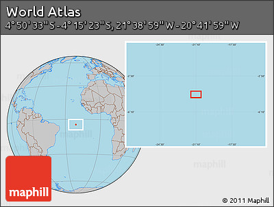 Gray Location Map of the Area around 4° 32' 58" S, 21° 10' 29" W