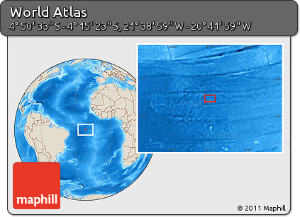 Shaded Relief Location Map of the Area around 4° 32' 58" S, 21° 10' 29" W