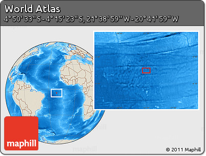 Shaded Relief Location Map of the Area around 4° 32' 58" S, 21° 10' 29" W
