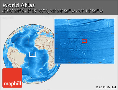 Shaded Relief Location Map of the Area around 4° 32' 58" S, 21° 10' 29" W