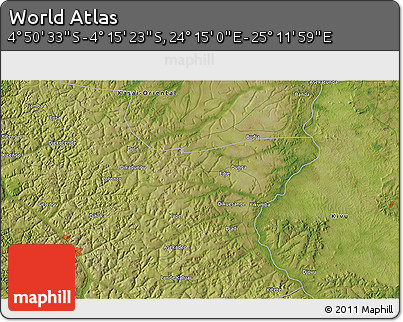 Satellite 3D Map of the Area around 4° 32' 58" S, 24° 43' 30" E