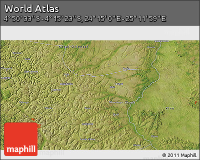 Satellite 3D Map of the Area around 4° 32' 58" S, 24° 43' 30" E