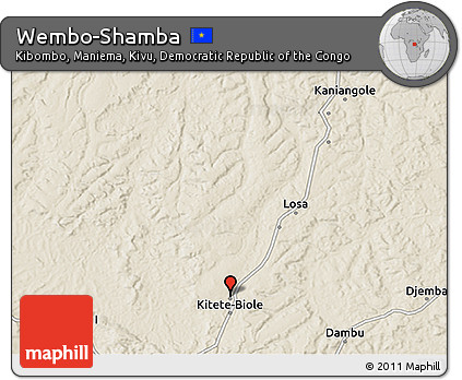 Shaded Relief 3D Map of Wembo-Shamba