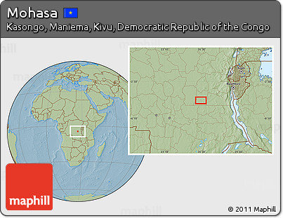 Savanna Style Location Map of Mohasa, hill shading