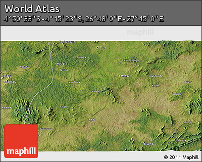 Satellite 3D Map of the Area around 4° 32' 58" S, 27° 16' 29" E