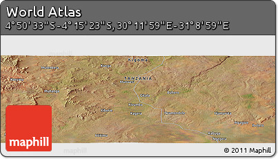 Satellite Panoramic Map of the Area around 4° 32' 58" S, 30° 40' 29" E