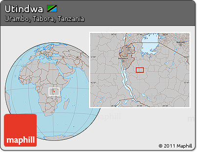 Gray Location Map of Utindwa