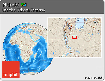 Shaded Relief Location Map of Ntimbi