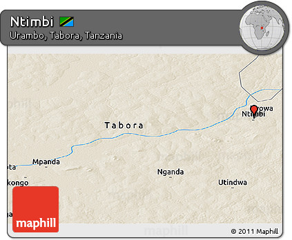 Shaded Relief Panoramic Map of Ntimbi