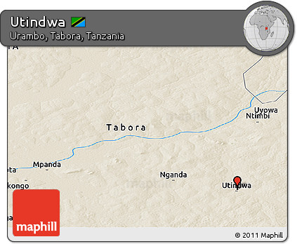 Shaded Relief Panoramic Map of Utindwa