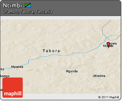 Shaded Relief Panoramic Map of Ntimbi