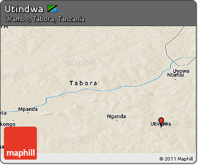 Shaded Relief Panoramic Map of Utindwa
