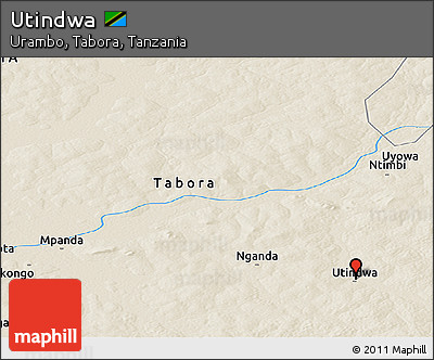 Shaded Relief Panoramic Map of Utindwa