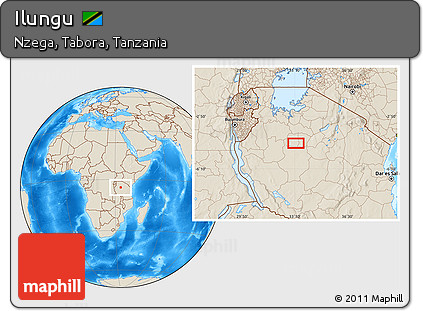 Shaded Relief Location Map of Ilungu
