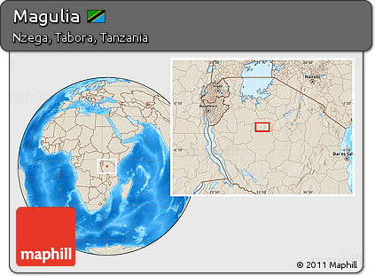 Shaded Relief Location Map of Magulia