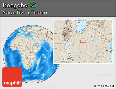 Shaded Relief Location Map of Itongobo