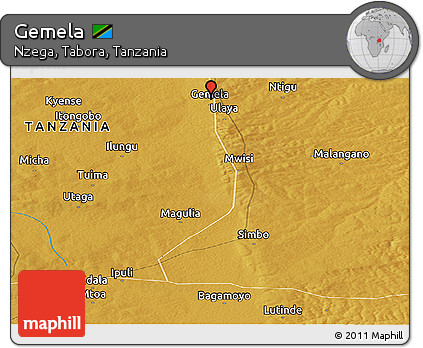 Physical Panoramic Map of Gemela