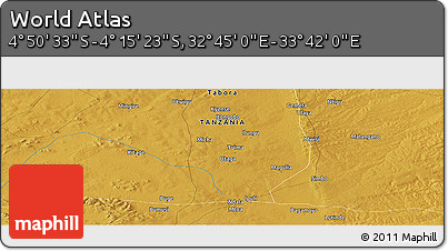 Physical Panoramic Map of the Area around 4° 32' 58" S, 33° 13' 30" E