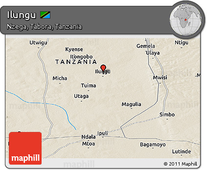 Shaded Relief Panoramic Map of Ilungu