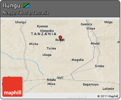 Shaded Relief Panoramic Map of Ilungu