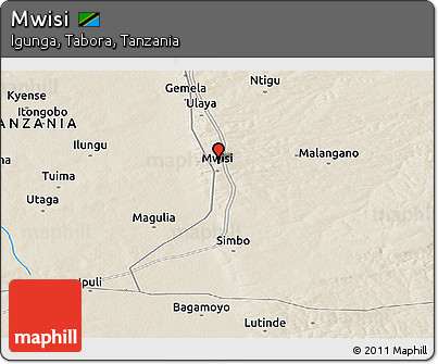 Shaded Relief Panoramic Map of Mwisi