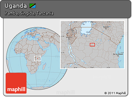 Gray Location Map of Uganda