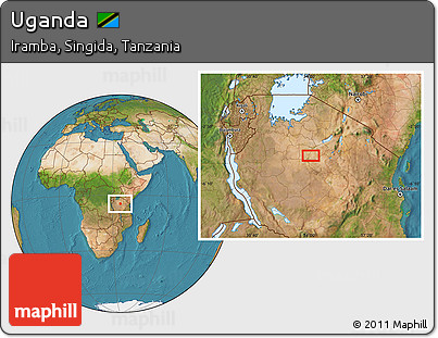 Satellite Location Map of Uganda
