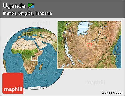 Satellite Location Map of Uganda