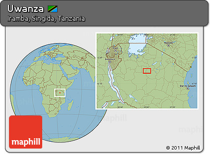 Savanna Style Location Map of Uwanza